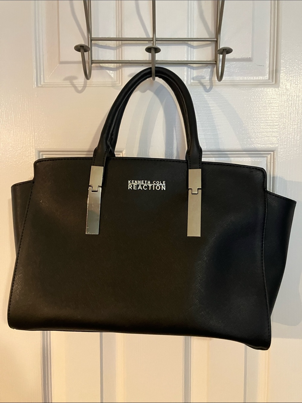 Kenneth Cole Reaction Black Leather Top-Handle Satchel